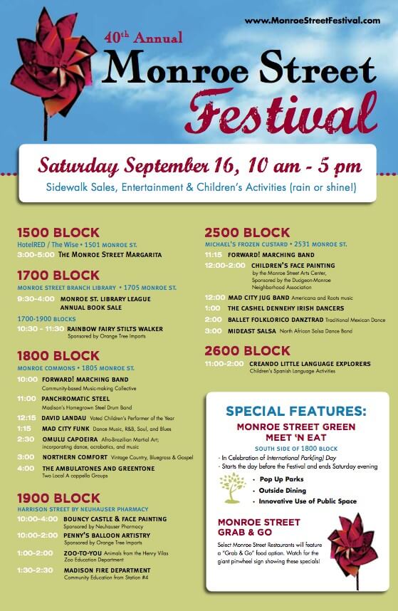 Monroe Street Festival 2017 schedule